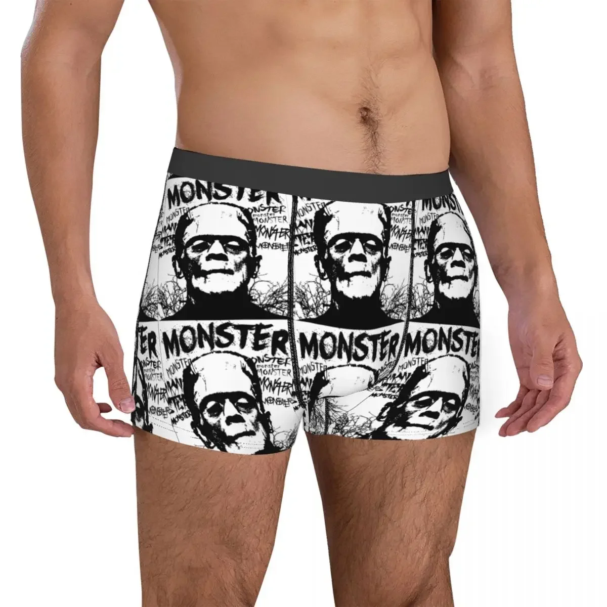 Frankenstein Horror Movie Underwear para homens, Boxer Shorts, Calcinha Novidade, Cuecas de Cintura Média