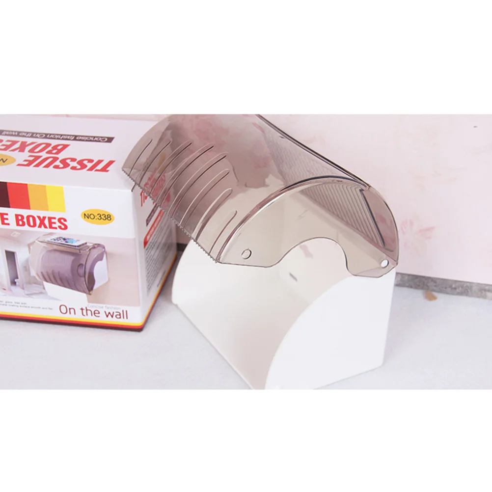 

Plastic Waterproof Tissue Paper Box Holder Wall Mount Roll Dispenser with Phone Key Storage Rack Modern Design for Washroom and