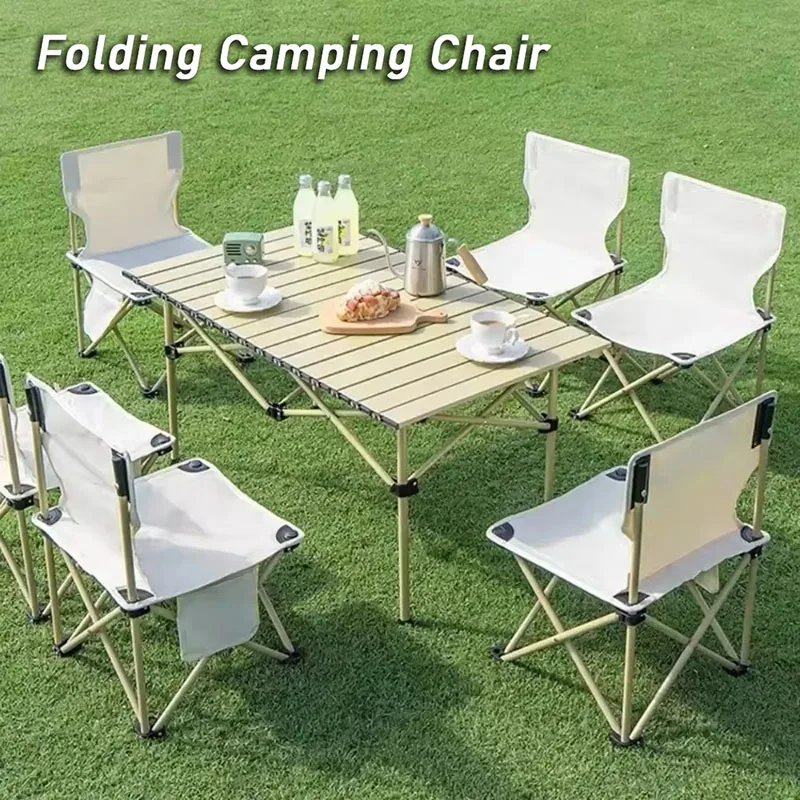 Portable Foldable Chair Outdoor Camping Beach Chair with Side Pocket Picnic Oxford Cloth Chairs Beach Fishing Chairs Furniture