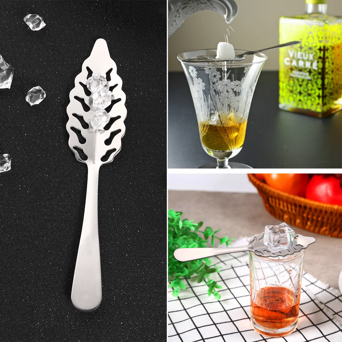

Absinthe Spoon Bar Strainer Cube Sugar Colander Slotted Ice Filter Cooking Utensil Stainless Steel Long Handle Kitchen Tool