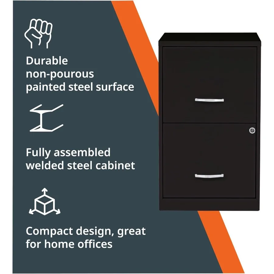 2-Drawer Locking File Cabinet, Pre-Assembled Steel Storage for Home Office, Space-Saving Design