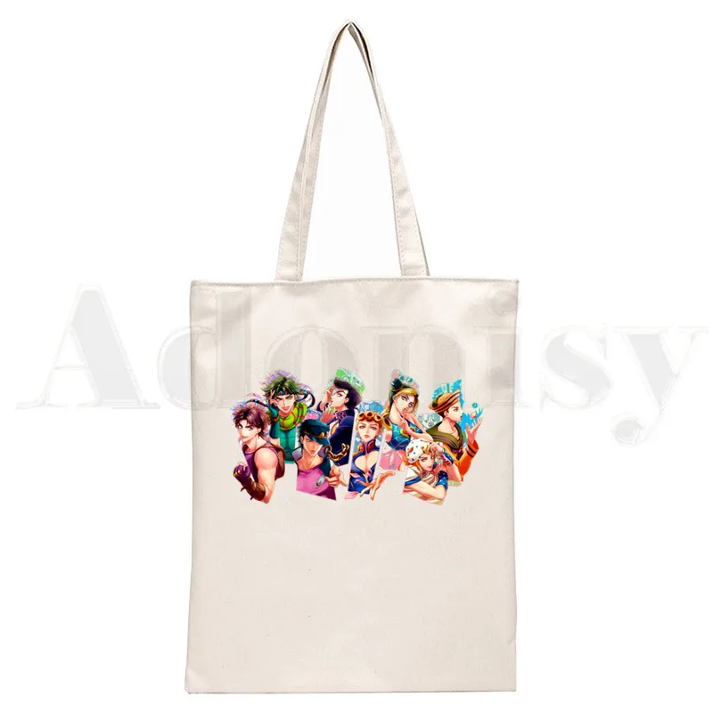 JoJo Bizarre Adventure Japanese Anime Manga Reusable Shopping Bag Women Canvas Tote Bags Printing Eco Bag Shopper Shoulder Bags