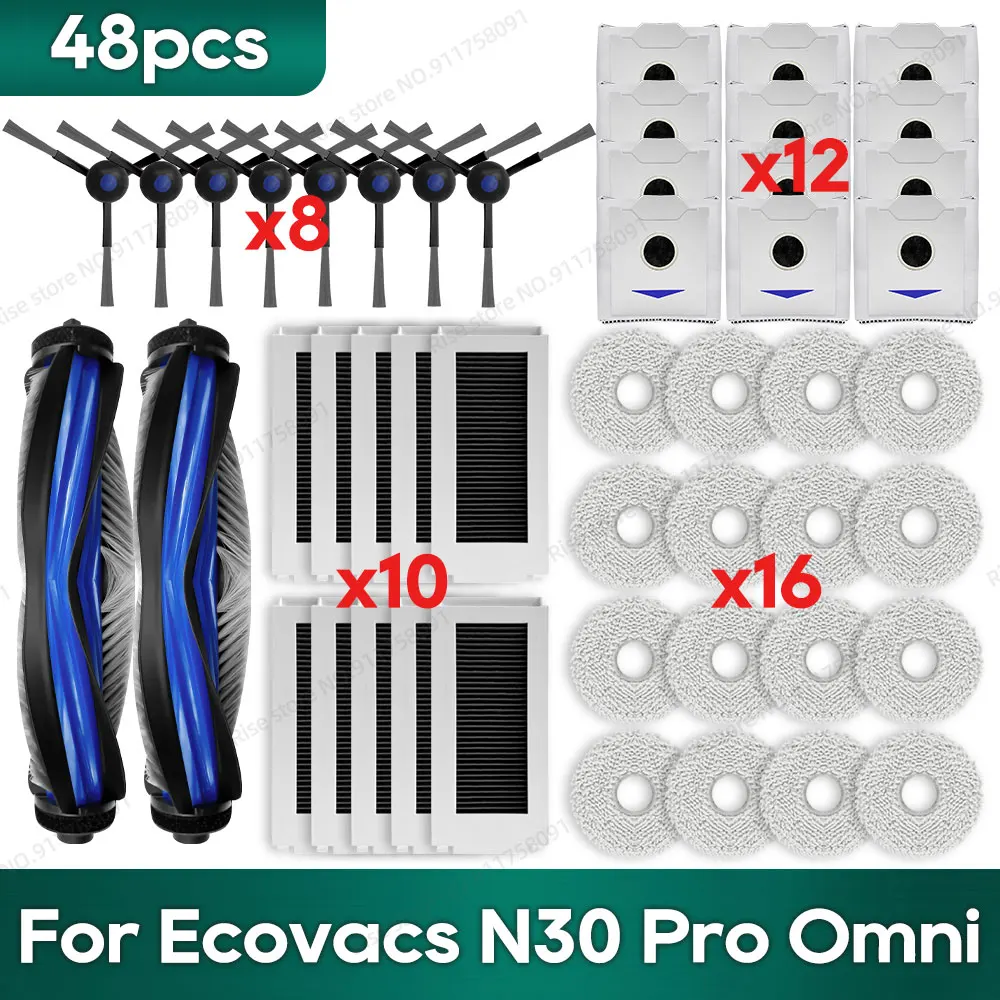 Compatible for Ecovacs Debot N30 Omni / N30 Pro Omni Robot Vacuum Accessories Main Side Brush Hepa Filter Rag Dust Bag Parts