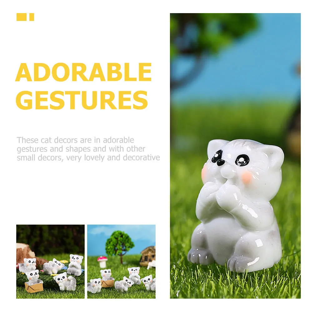 

15 Pcs Decoration Cat Decorations for Lovers Tiny Cartoon Cats Mini Cute Carved Statue Kitten Animal Figurines