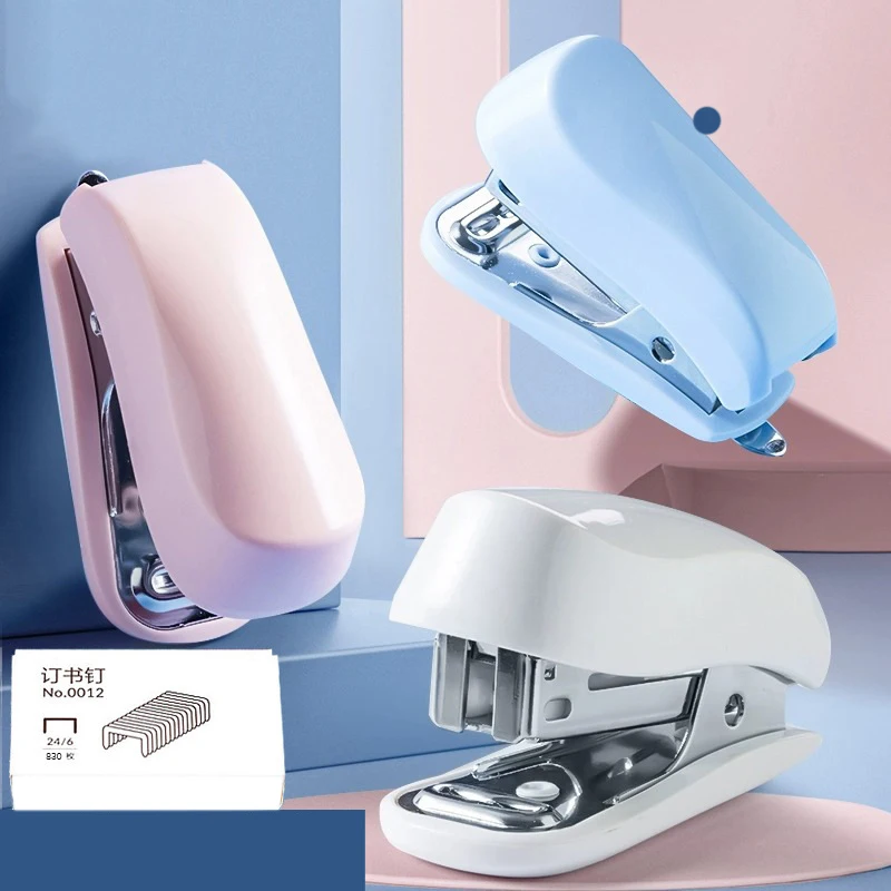 1pc Cute Macaron Color Mini Stapler for Student Stationery Combo Set Convenient Small Stapler and Staples for Binding Paper