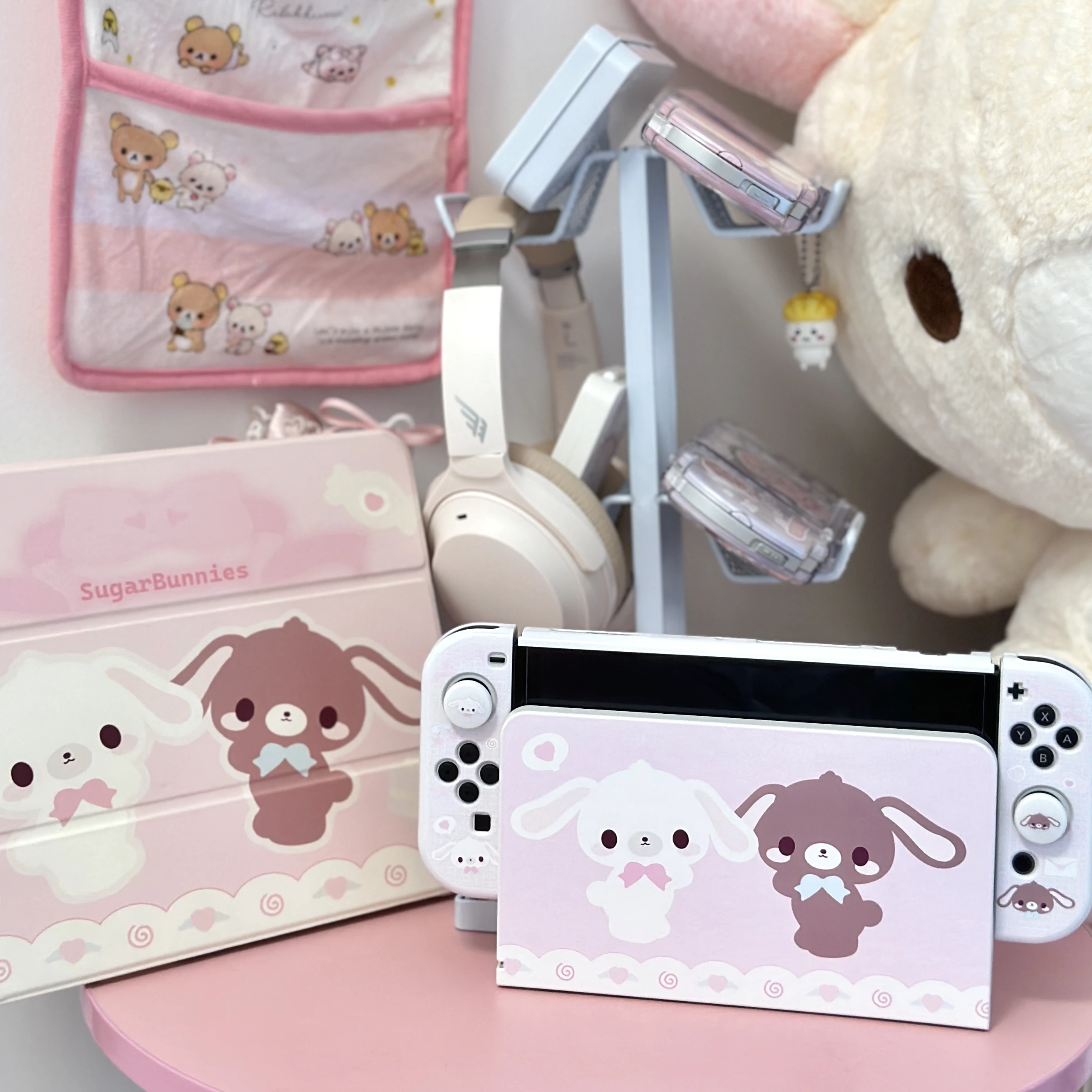 Kawaii Pink Switch Case Original Design Dessert Bunny Gaming Accessorie for Nintendo Switch 2/OLED/Lift Controller Joy-Con Cover view 5