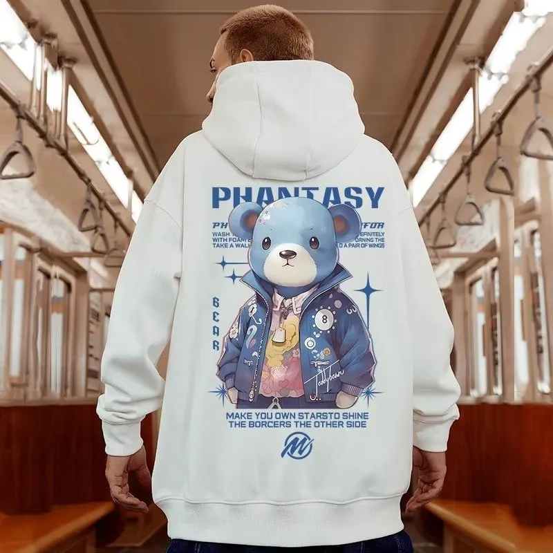 M-8XL الثقيلة هوديي الدب المرصع بالنجوم طباعة النمط الأمريكي العصري الخريف / الشتاء هوديي ملابس الزوجين