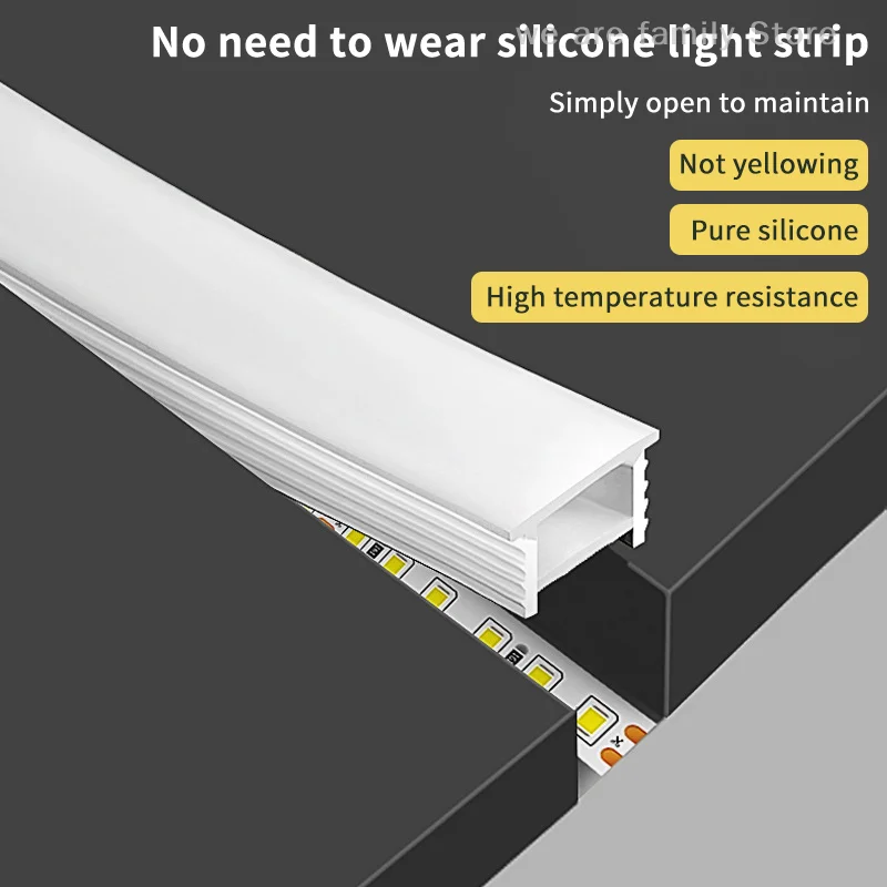 1 Piece Soft Recessed Silicone Diffuser Channel For 5050 COB Flexible Ribbon Strip Light 1/3/5M Embedded LED Neon Rope Tube