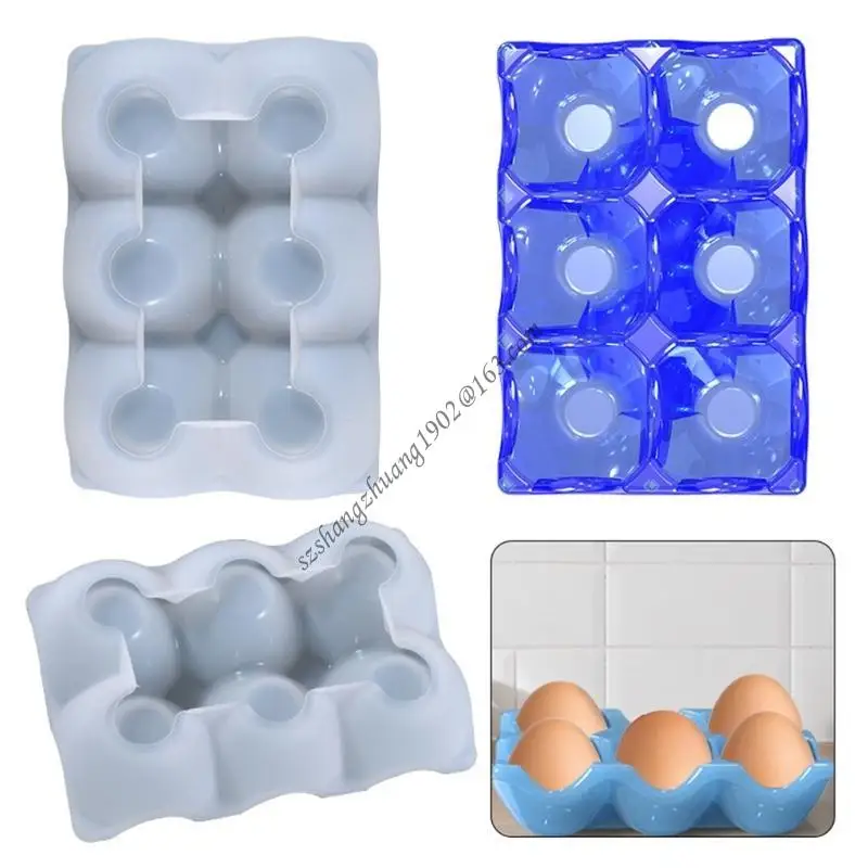 

Q6RB Egg Storage Silicone Mold for Epoxy Resin Egg Tray with 6-compartment Resin Casting Molds Jewelry Making Tool