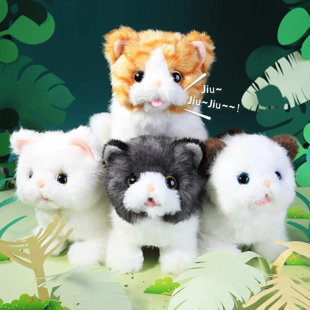 Electric cat plush toy simulation cat walking crying pet plush toy girl doll good playmate for kids