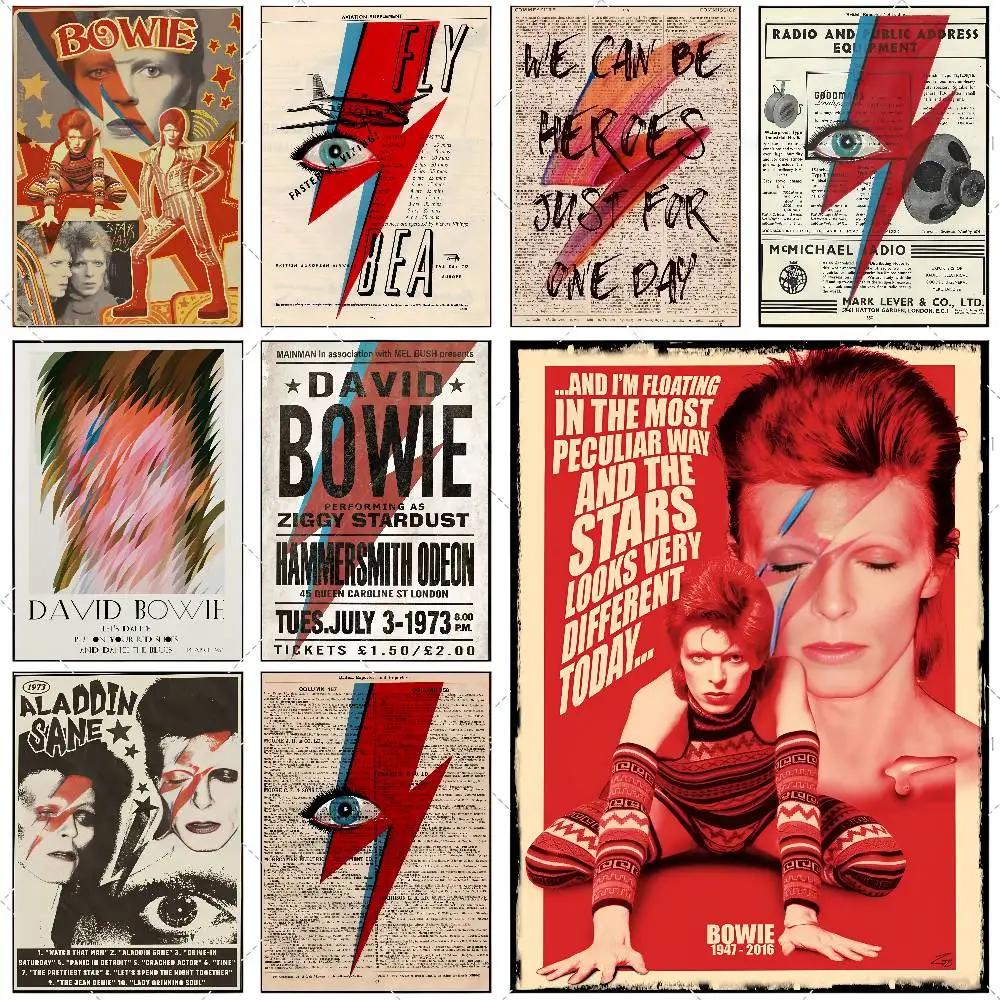 Classic D-David B-B-Bowie Poster High-definition art sticker Self adhesive waterproof home decoration