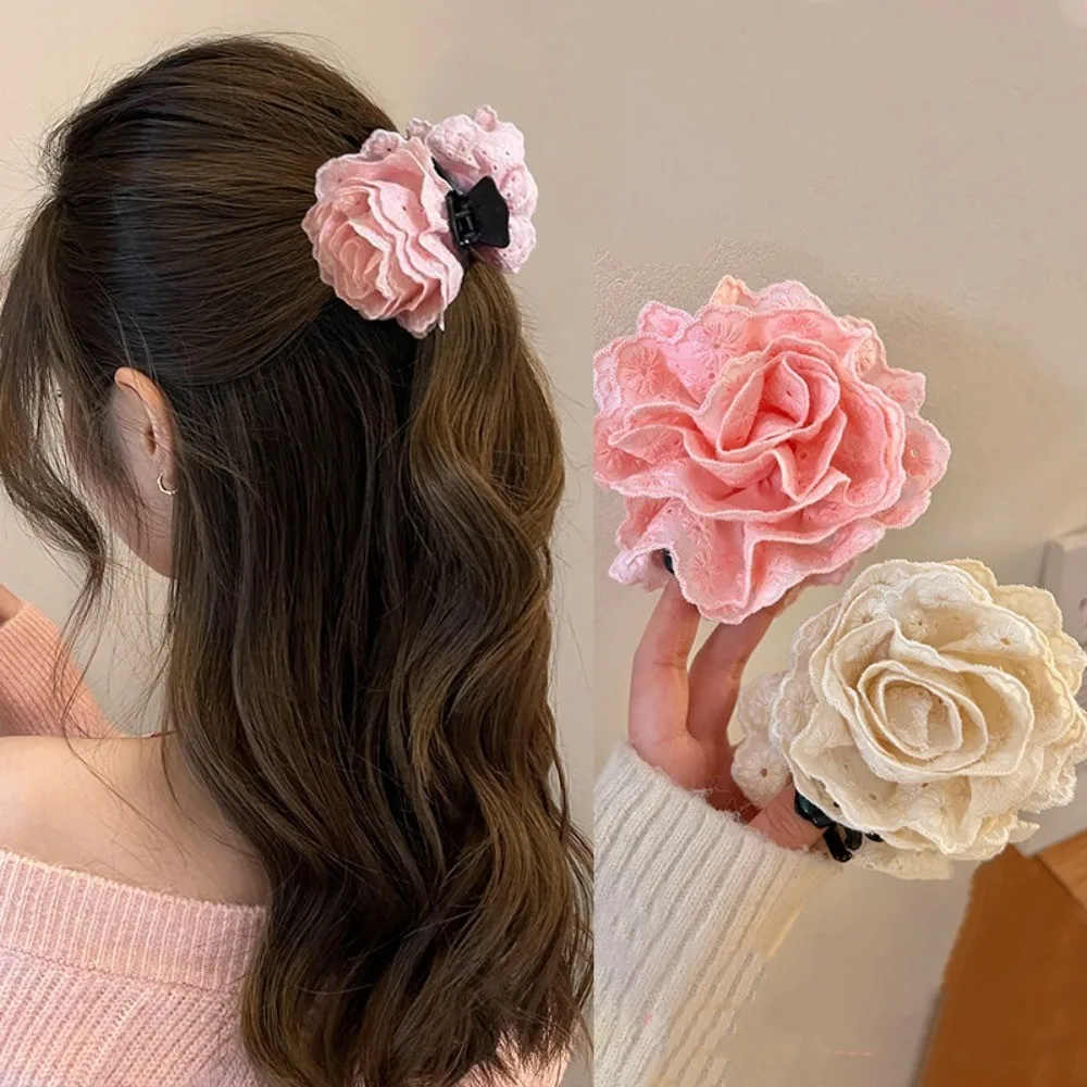 

Gentle Lace Rose Hair Clips Fashion Elegant Coiled Hair Ponytail Back Head Decorative Shark Clips
