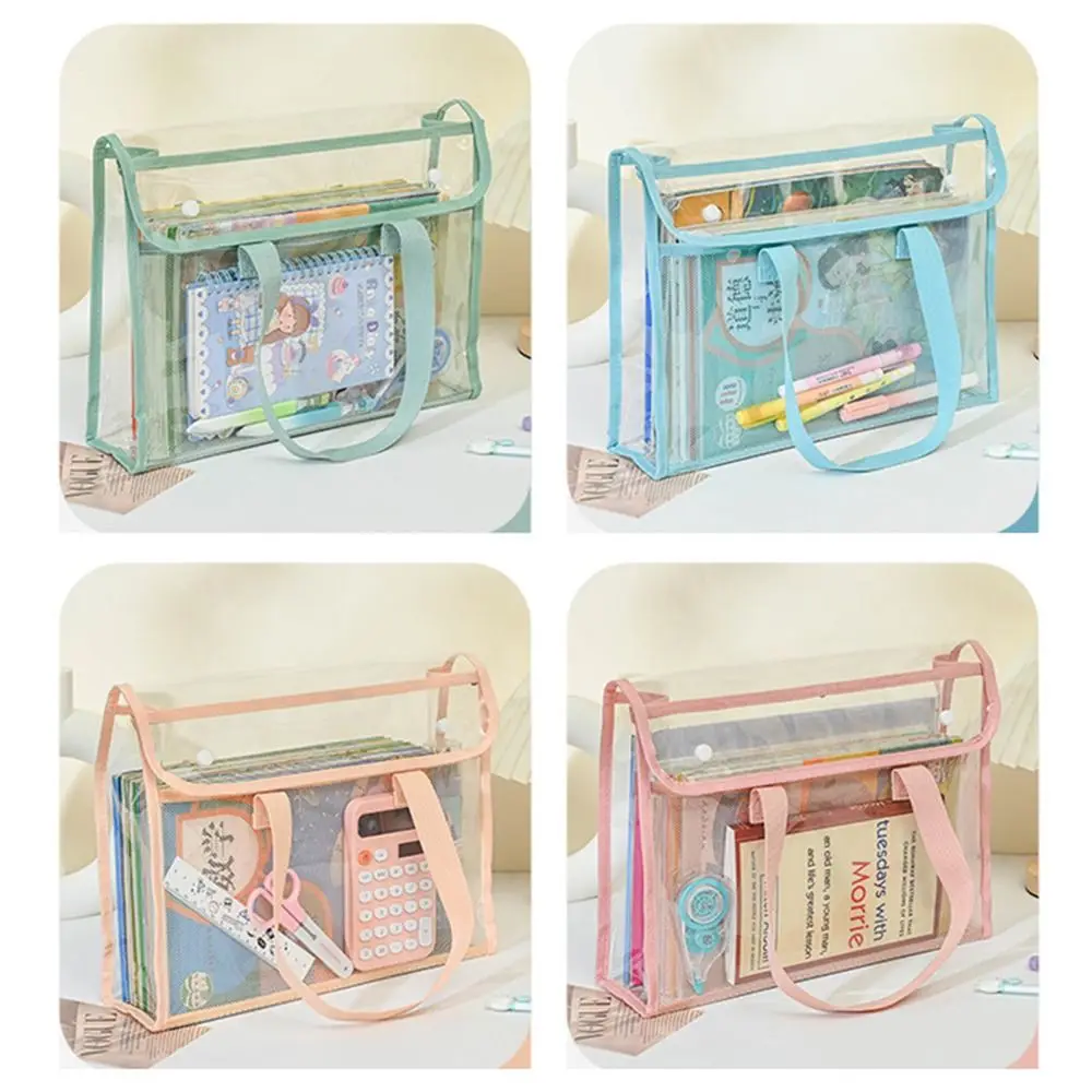 Saco multifuncional do armazenamento do papel do teste, Mesh Transparent File Folder Bag, Double-Layer Partition Tutoring Bag, PVC