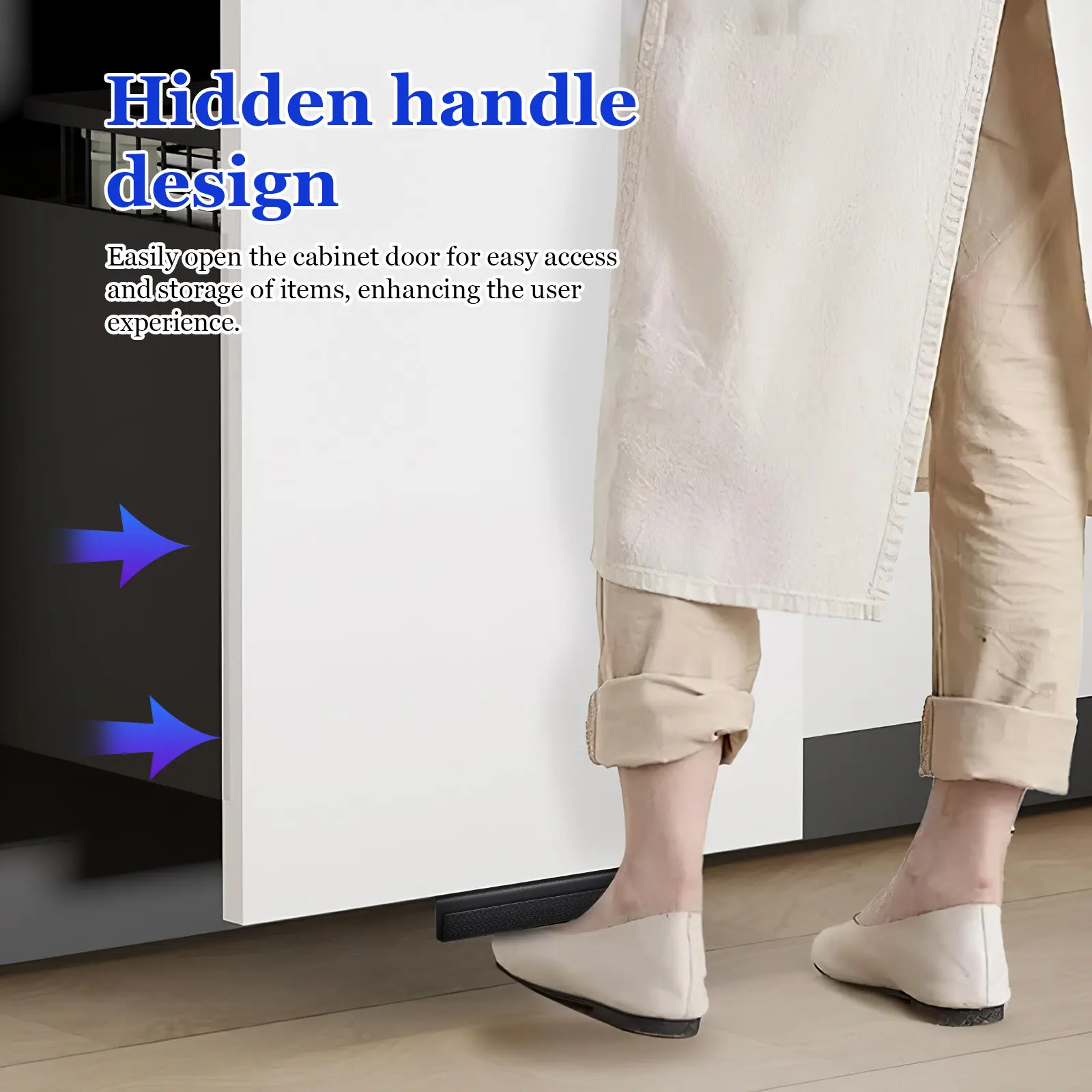 Cabinet Foot Pull Handle Metal Kitchen Trash Drawer Pedal Opener Hidden Foot Kick Pull Under Cabinet Door Drawer Handle