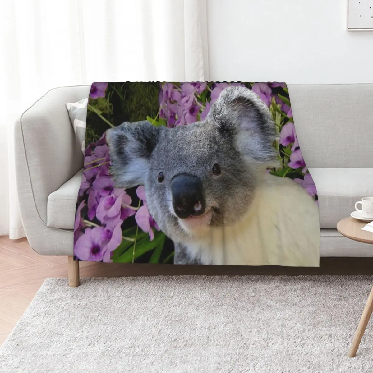 Koala and Orchids Throw Blanket Soft Plush Plaid Camping Thin For Decorative Sofa christmas gifts Plaid on the sofa Blankets