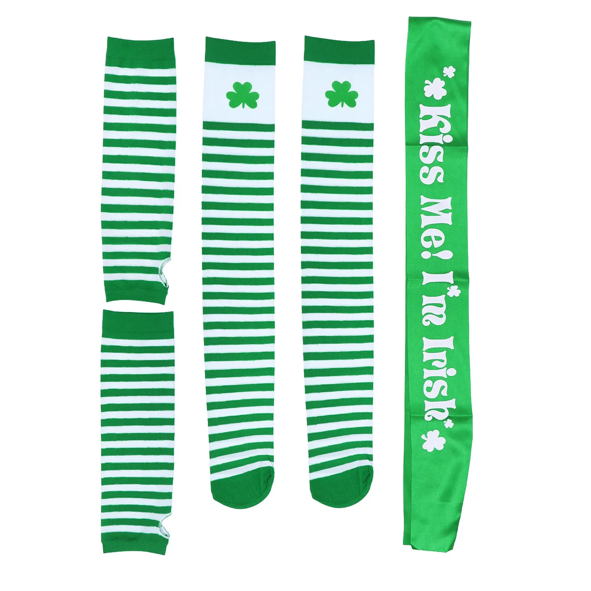 Kit de accesorios para el día de San Patricio, guantes a rayas verdes, medias, faja para reuniones navideñas, sesión de fotos, Día de San Patricio