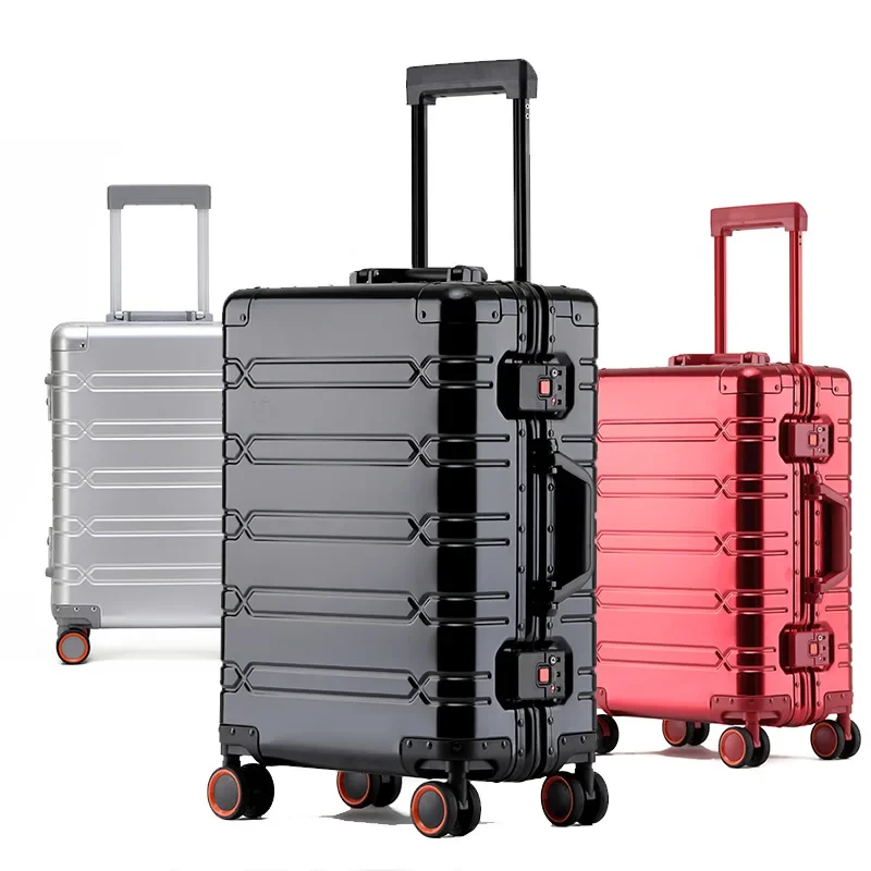 Walizka podróżna cały stop magnezu aluminiowy Unisex biznesowy bagaż na kółkach bagaż na kółkach walizka kabinowa