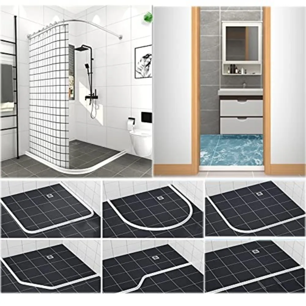 New 7cm Height Shower Water Barrier Self Adhesive Flexible Water Stopper Strip Easy Install Floor Water Barrier Bathroom