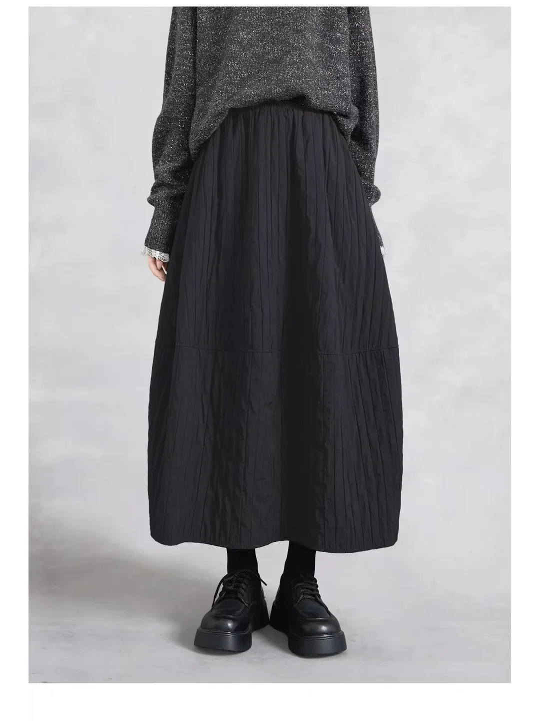 

Warmth Slimming Mid-Length Lantern f Skirt for Women Commute Sle High Waist Elastic Loose Fit A-Line Skirt