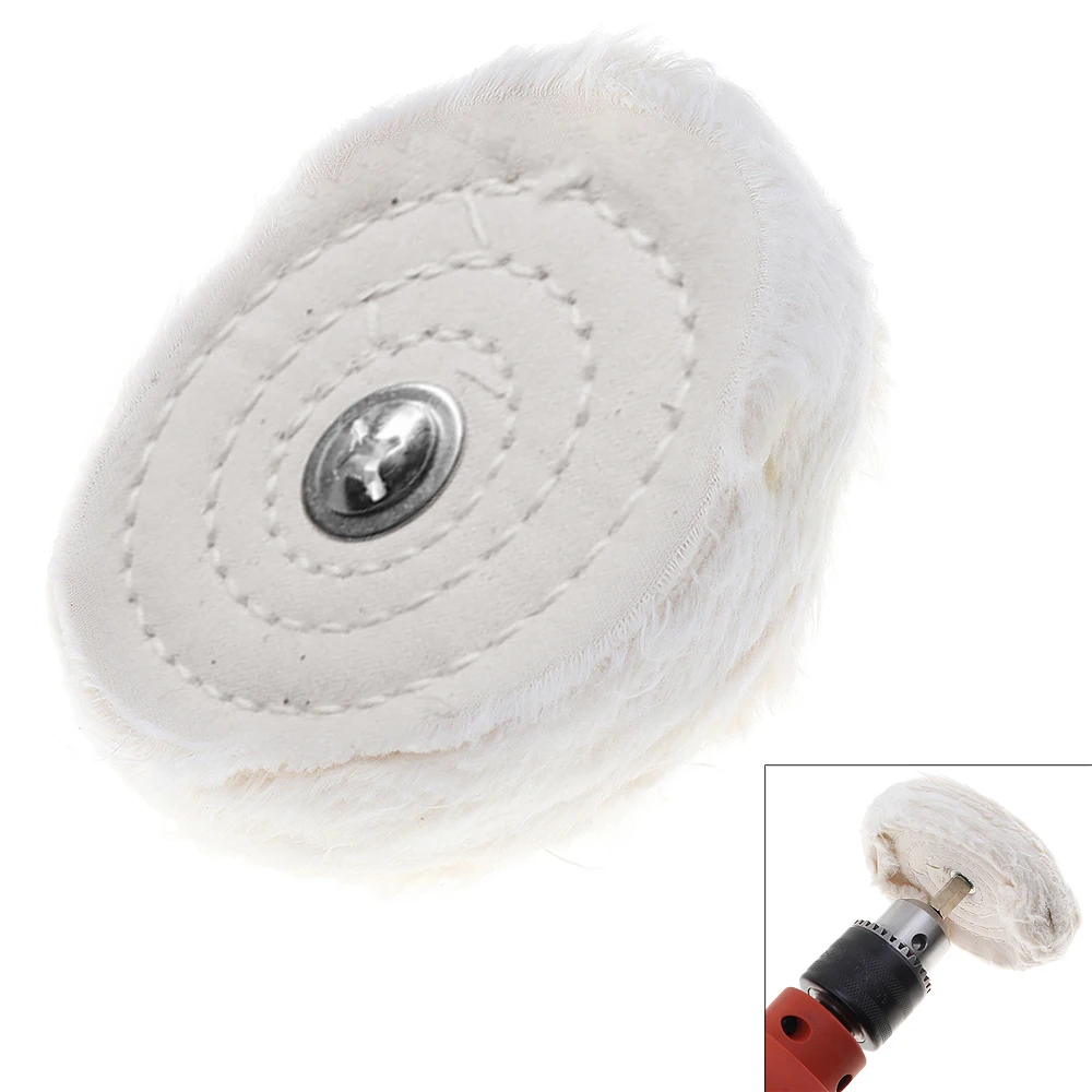 4 Inch 100mm Cylindrical White Cloth Polishing Wheel for Surface Polishing / Grinding with Diameter 6mm Shank