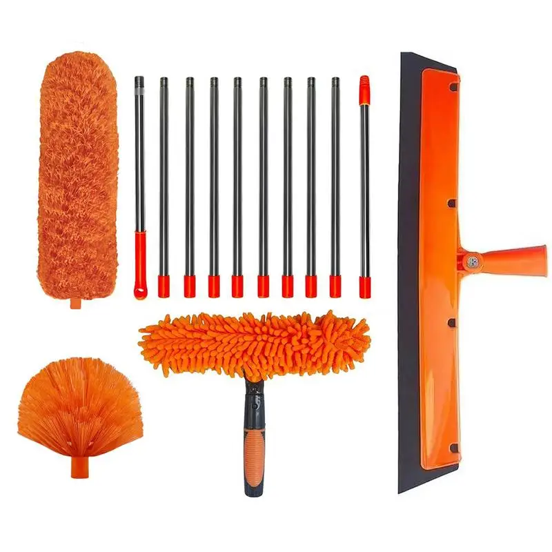 2in1 قابلة للتمديد مُنظف نوافذ طقم أدوات 180 تدوير مقبض طويل نافذة ممسحة المنزلية ممسحة منظف الغبار فرشاة جديد #6