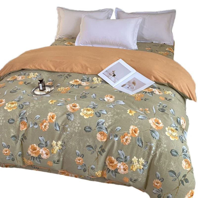 Universal cotton thickened abraded quilt cover for all seasons, single piece pure cotton quilt cover, double warm