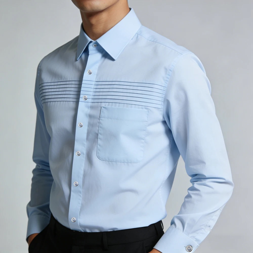 

Men's New Simple Retro Business Formal Wear White Blue Shirt Hawaiian Outdoor Party Long-sleeved Lapel Top Men's Casual Clothes