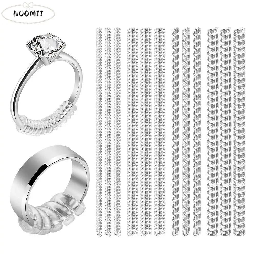 

12 шт. набор, спиральное основание, регулятор размера кольца, прозрачный инструмент для регулировки, затяжка кольца, невидимая пружина, свободные кольцевые прокладки для мужчин