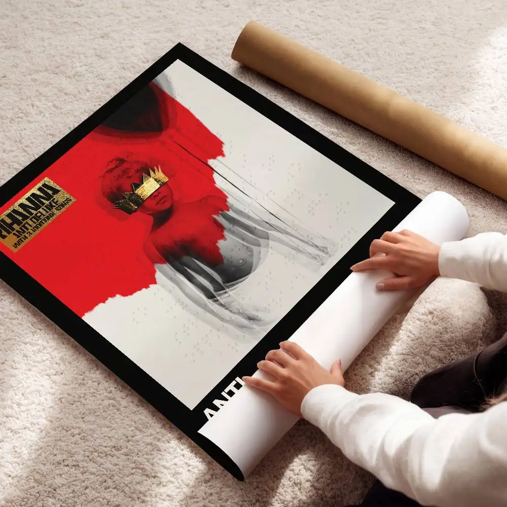 R-Rihannas Poster Album Art Cover Songs Rap Pop Singer Band Wall Waterproof Paper Sticker For Living Room Home Decor
