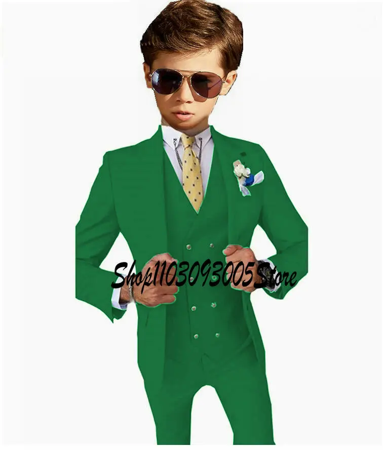 Kinder Jungen Elfenbein Blazer Weste Hosen 3 Stück Set Kinder Taufe Hochzeit Abschluss ball Anzug Baby elegantes Kleid Teenager Party Kostüm