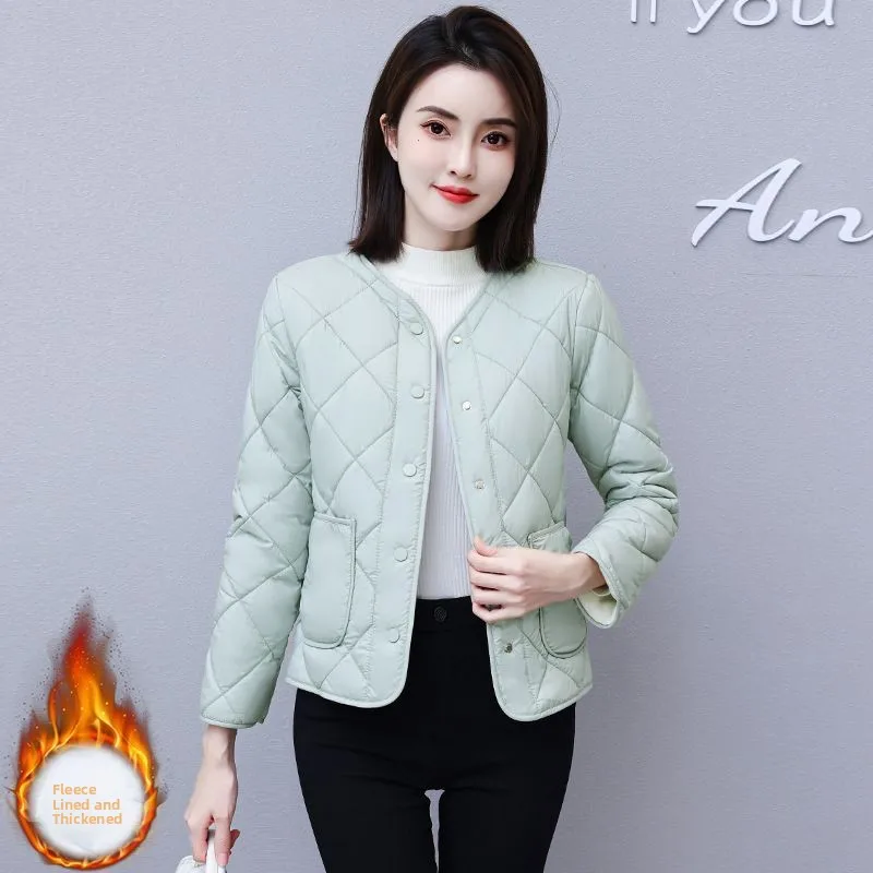 

Women's ort Cotton Jaet Fce Lined Silk Cotton Warmth Thiened Autumn Winter Season Zipper Closure Faionable Coat