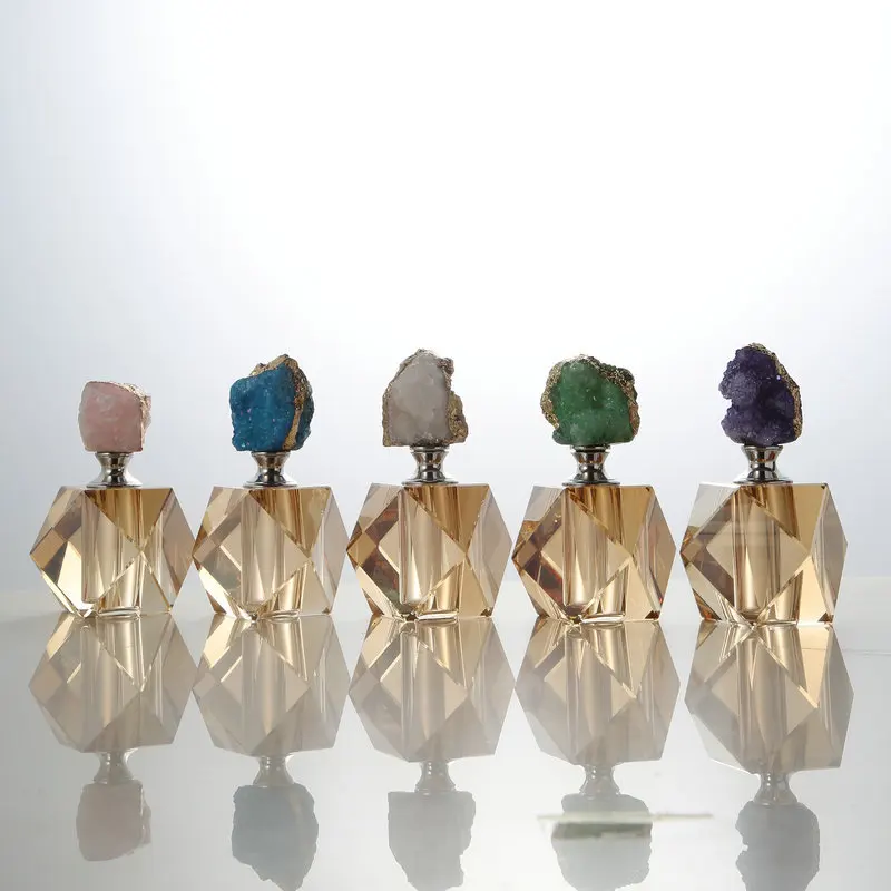 Modern Nordic Agate Crystal Perfume Bottle Delicate Perfume Bottle Crystal Art Decoration Craft Tabletop Living Room Decoration