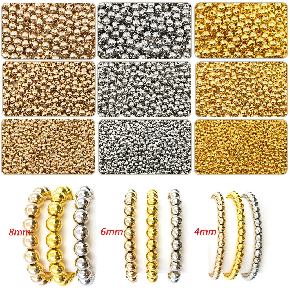 2000pcs/lot CCB Round Beads 3 Colors Mix 4 6 8mm Large Hole Spacer Beads for Bracelets Necklace Earring Jewelry Making Findings