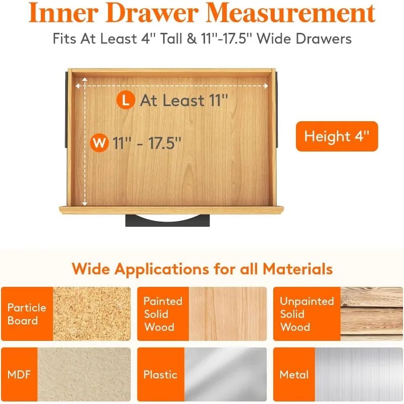 Перегородки для ящиков, 12 шт., высота 4 дюйма, 11-17 дюймов, регулируемые для кухни/туажа/офиса/офисной организации и хранения, белые