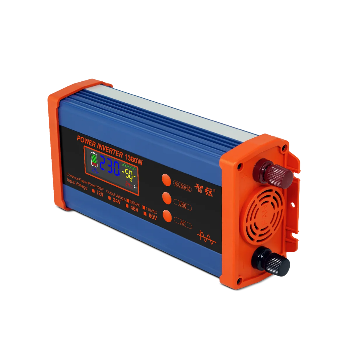 High Frequency 1380W Pure Sine Wave Inverter DC to AC 12V to 220V Car Inverter with USB and Type C