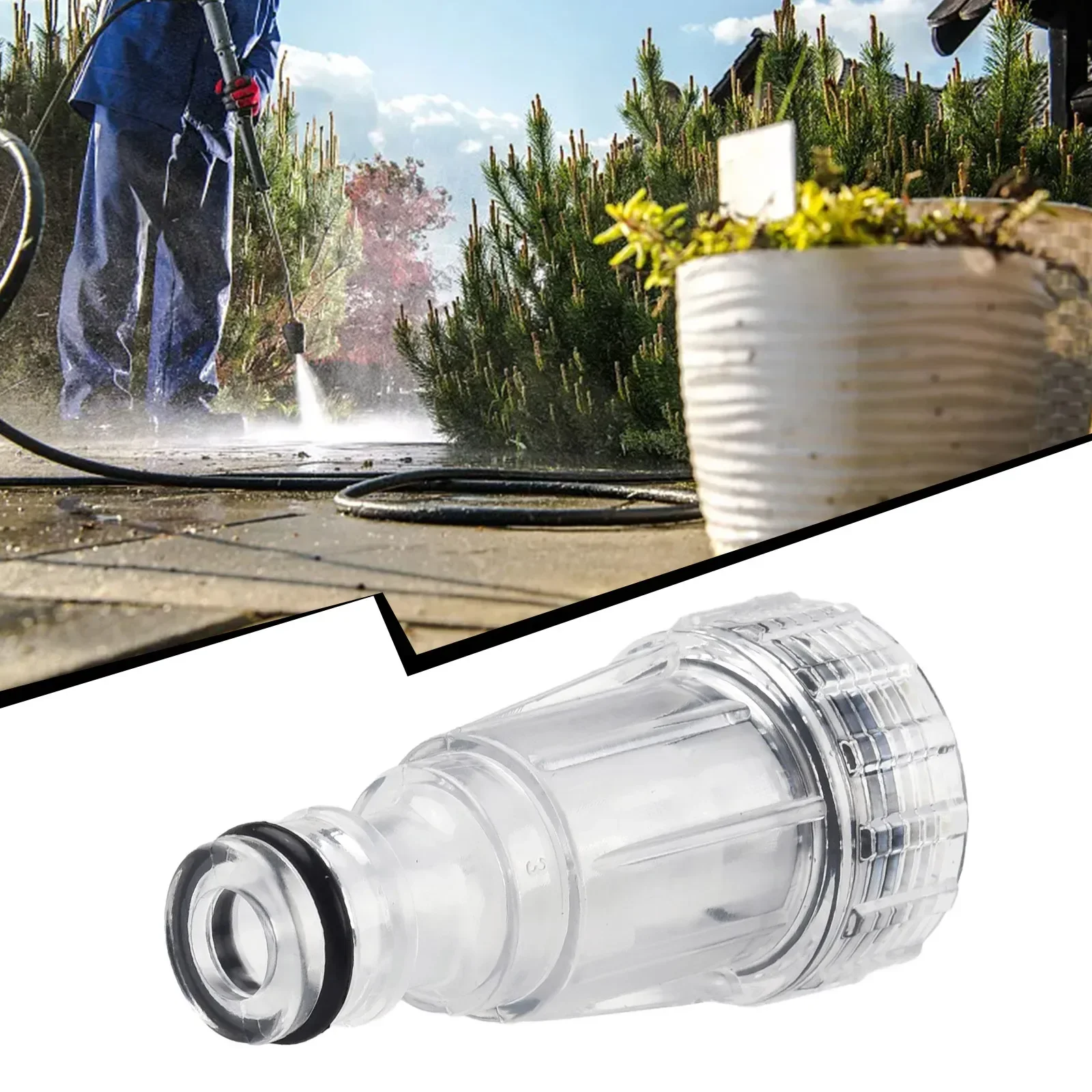 Convenient Water Inlet Connector With Filter, Protects Pressure Washer, Quick And Tool Free Installation, Sturdy ABS Material