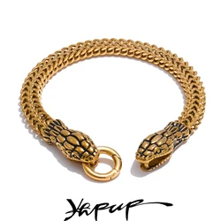 Yhpup 23cm Men Bracelet Expensive 316L Stainless Steel Chain with Snake Bracelet Bangle 18K Gold PVD Plated High Quality Jewelry