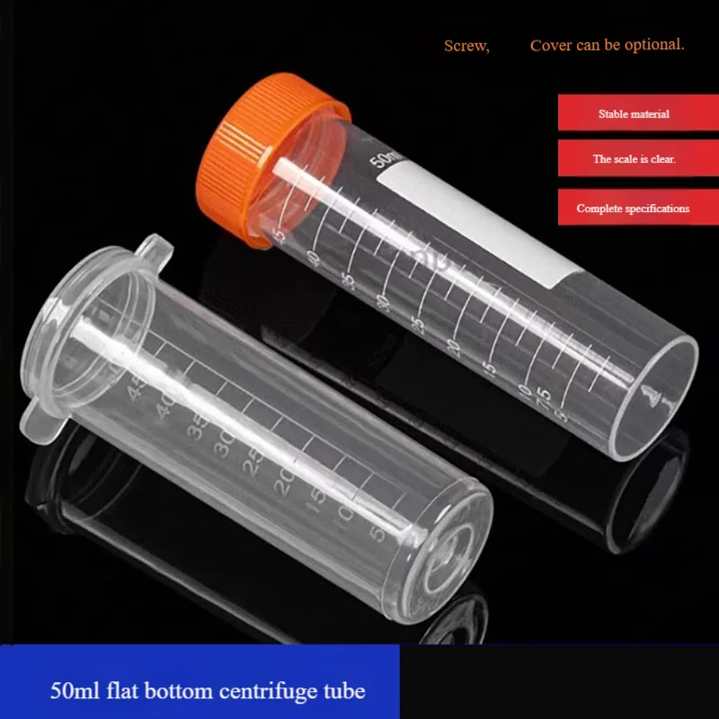 50 pcs/pack 50ml centrifuge tube screw centrifuge test tube sample tube EP tube with scale milk cup flat bottom with lid