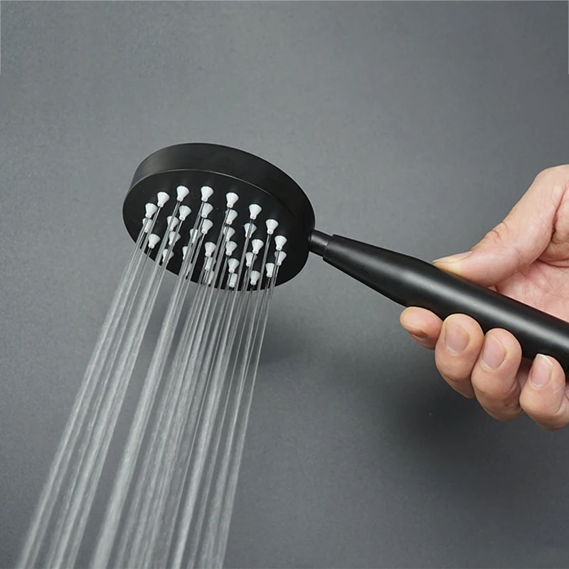 Stainless Steel Brushed Bathroom Handheld Shower Head Round Square Bath Sprayer 1.5M Shower Hose Wall Mounted Bracket Matt Black