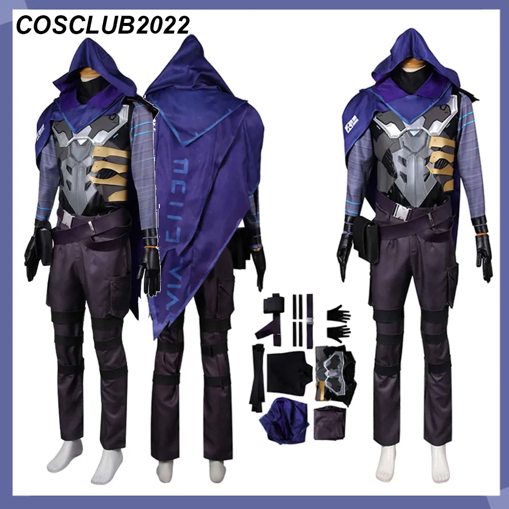 Game Valorant Shirt Pants Shawl  Adult Men Omen Cosplay Fantasia CostumeSuit Halloween Carnival Party Roleplay Male Clothes