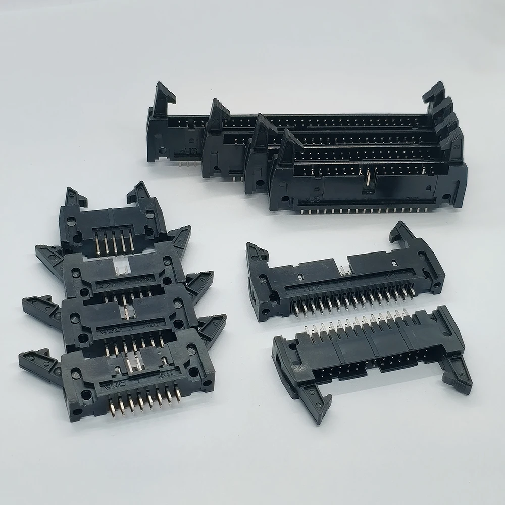 20 Stück DC2 10/12/14/16/20/26/30/34/40/50/64 Pin 2,54mm Rastermaß Stecker Gerade Winkel IDC Box-Header-Verbinder für FC-Kabel – Detail 5