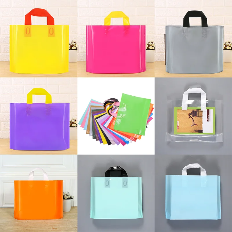 50pcs Customized Logo Matte Shopping Mall Shopping Bags Plastic Gift Bags Clothing Product Packaging Bags Printed Logo