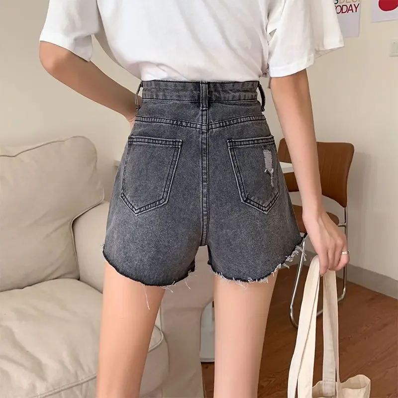 Large Size High Waist Denim Shorts Female Summer New Loose Ripped Wide Leg Hot Jean Pants Y2k Streetwear Shorts 5xl