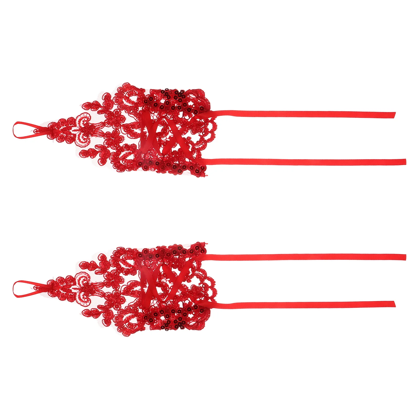 قفازات رقص أنيقة بدون أصابع على شكل زهرة الزفاف من الدانتيل لقفازات حفلات الزهور