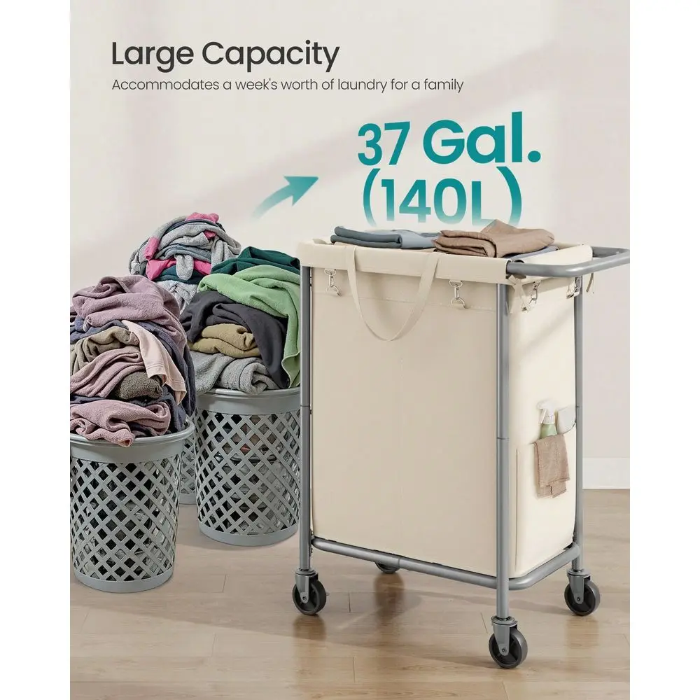 

Laundry Basket With Wheels, Rolling Laundry Hamper, Removable Liner, Steel Frame With Handlelaundry Hamper,Washing Basketbathro