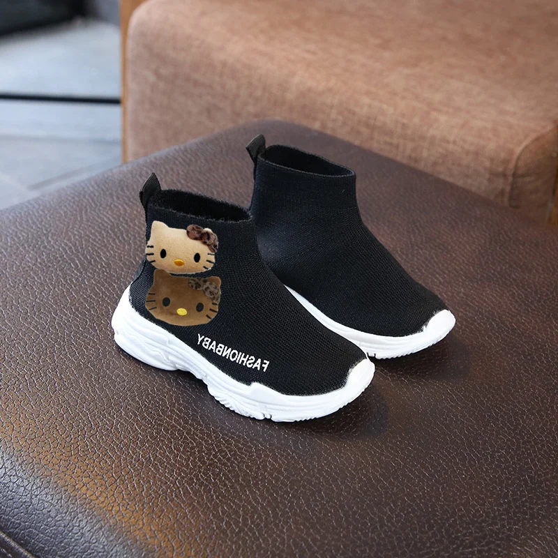 

Весенне-осенние носки hello kitty, обувь для мальчиков и девочек, повседневная обувь с дышащей сеткой, кроссовки Sanrio, детская обувь для малышей
