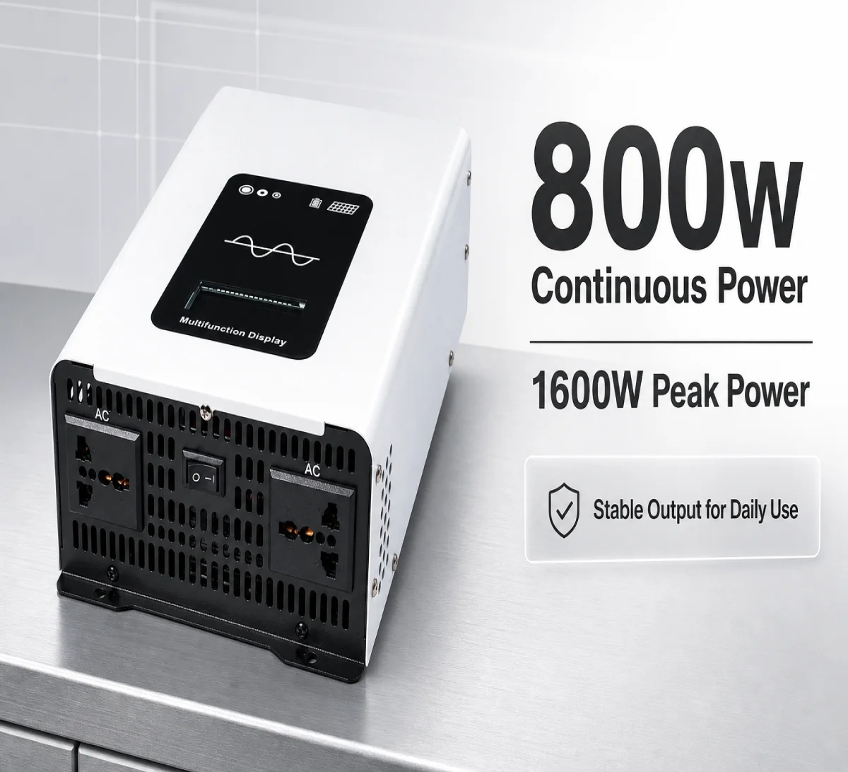 Inversor Solar de Onda Sinusoidal Pura de 800W, Convertidor de Energía Fuera de la Red de 12V CC a 220V CA para Panel Solar, RV, Hogar, Inversor Híbrido Solar
