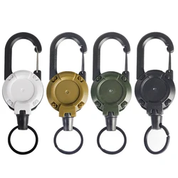 Anti-theft Metal Easy-to-pull Buckle Rope Elastic Keychain Sporty Retractable Key Ring Outdoor Carabiner Hook Backpack Buckle