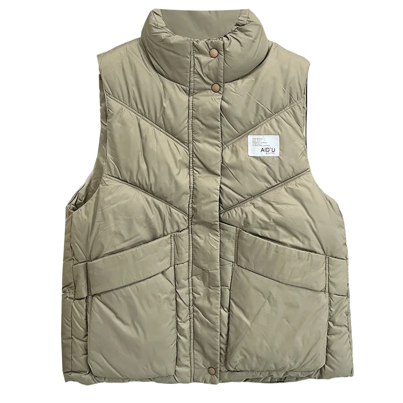 Chaleco de algodón para mujer, abrigo de invierno nuevo de talla grande, Parka sin mangas a la moda para mujer, chaleco informal holgado para uso exterior 217