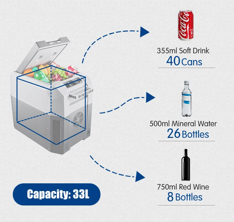 Portable DC-35T Outdoor Camping Refrigerator Rugged RV DC 12V/24V Small Compressor Freezer For Car & RV Use